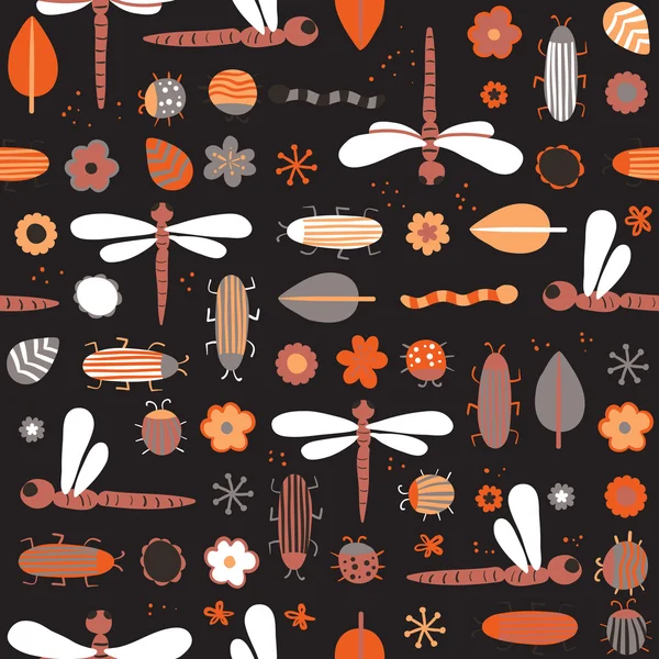 无缝模式与不同的昆虫 — 图库矢量图片