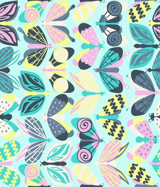 美しい鮮やかな蝶とシームレスなパターン — ストックベクタ