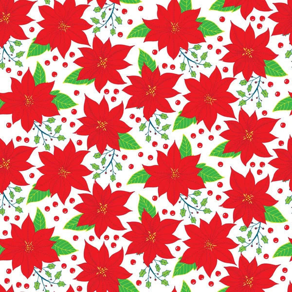Patrón de Navidad sin costuras con flores de poinsettia — Archivo Imágenes Vectoriales