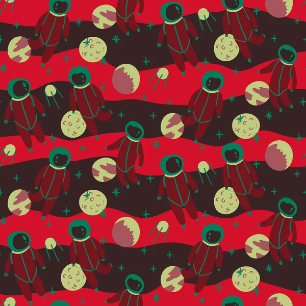 Seamless pattern with spacemen in the sky