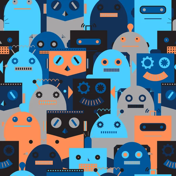 Naadloze patroon met vintage robots — Stockvector