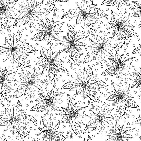 Modèle de Noël sans couture avec des fleurs de poinsettia — Image vectorielle