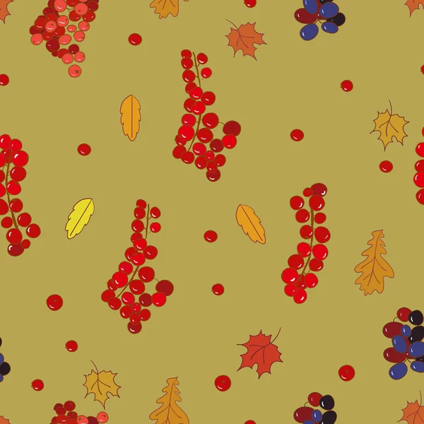 Nahtloses Herbstmuster mit Beeren. — Stockvektor