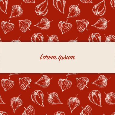 Prysalis zemin üzerine boyalı el ile kart. Vektör illustrati