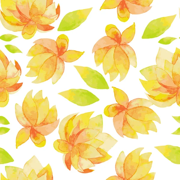 Seamless pattern with watercolor yellow flowers. — Stock Vector