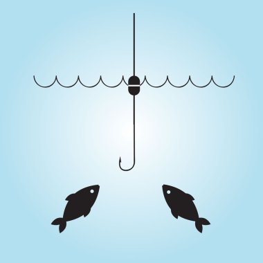 Balık ve balıkçılık kanca. Vektör çizim.