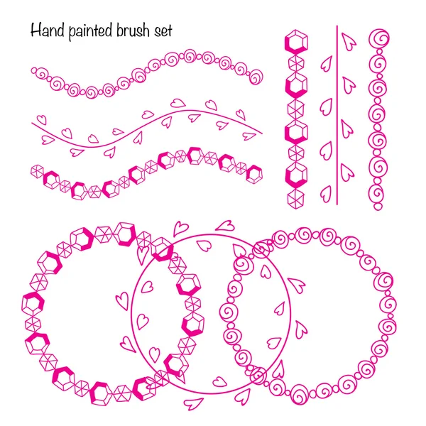 Set of different brushes. Different frames. — Stock Vector
