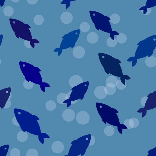 Nahtloses Muster mit Fischen in blauen Farben. Vektorillustration. — Stockvektor
