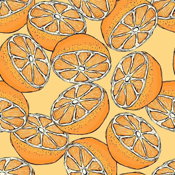 Nahtloses Muster mit geschnittenen Orangen. — Stockvektor