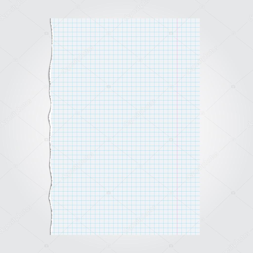 Lacerated piece of paper from notebook. Vector illustration