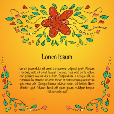 Kıvrık çiçek süsleme ile tebrik kartı.