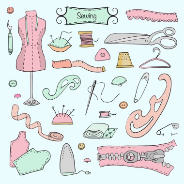 Set of sewing equipment clipart