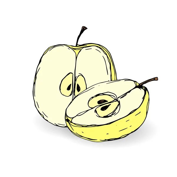 Sarı dilimlenmiş elma çizimi — Stok Vektör