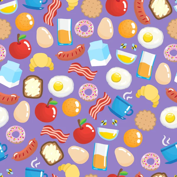 Seamless pattern with breakfast food. — Stock Vector