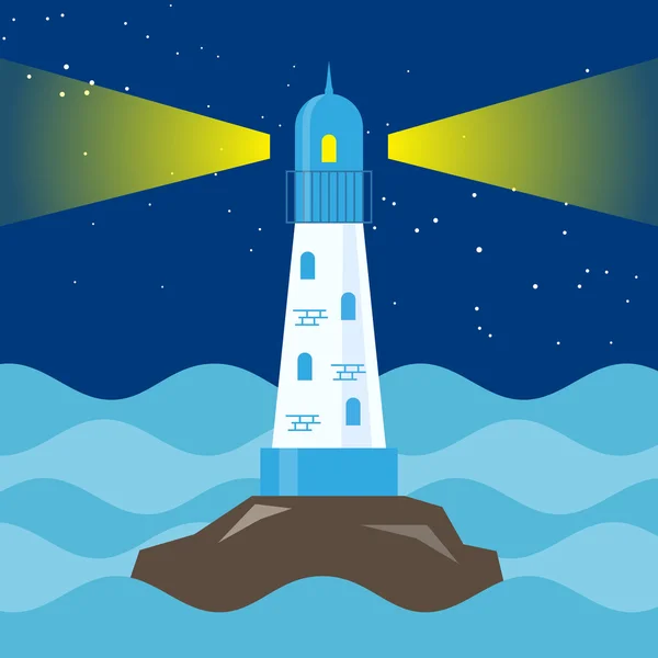 Faro en un mar en el scaur . — Vector de stock