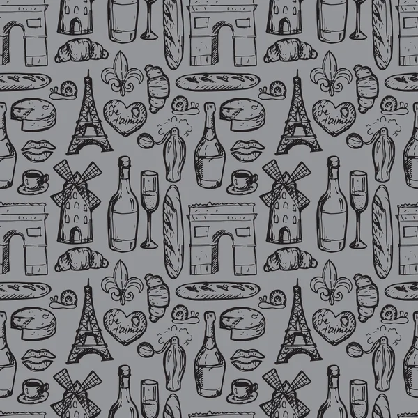 Paris seamless pattern with sketch elements