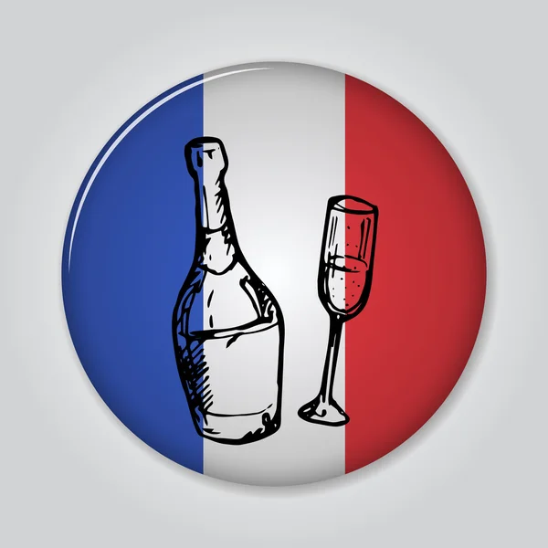 Значок с шампанским и бокалом в стиле эскиза . — стоковый вектор