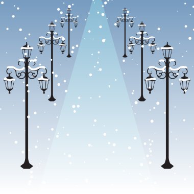 Kış cityscape fener ile