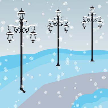 Kış cityscape fener ile