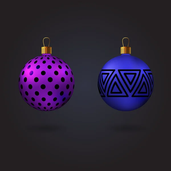 两棵圣诞树玩具的不同装饰物 — 图库矢量图片