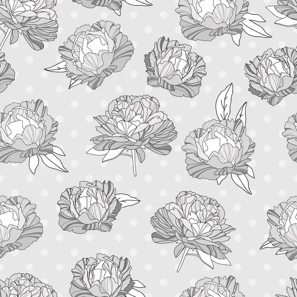 Seamless floral pattern with beautiful peonies — Stock Vector