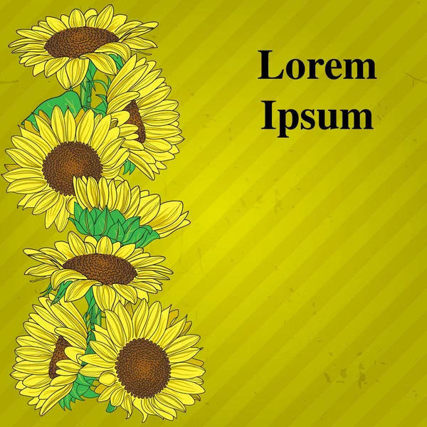 Карта з декоративними соняшниками з місцем для тексту . — стоковий вектор