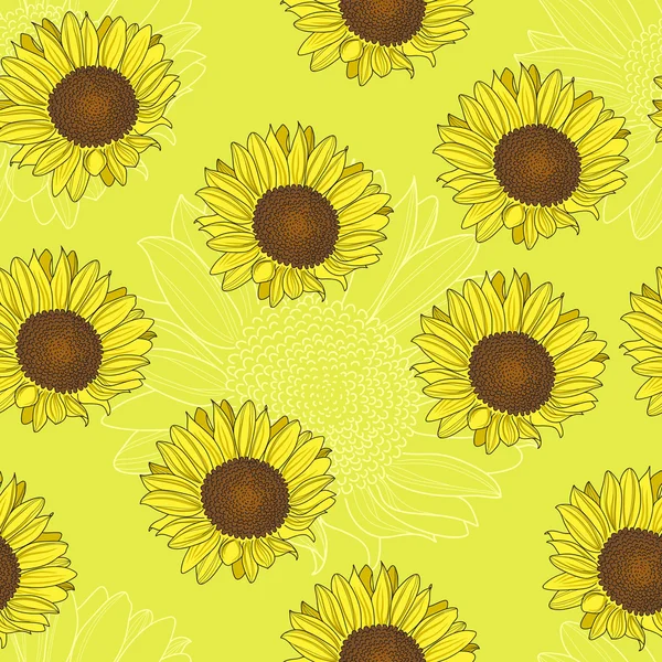 Seamless pattern with sunflowers. — Stock Vector