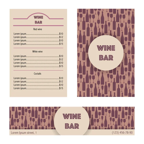 Design-Menü für Weinbar. — Stockvektor