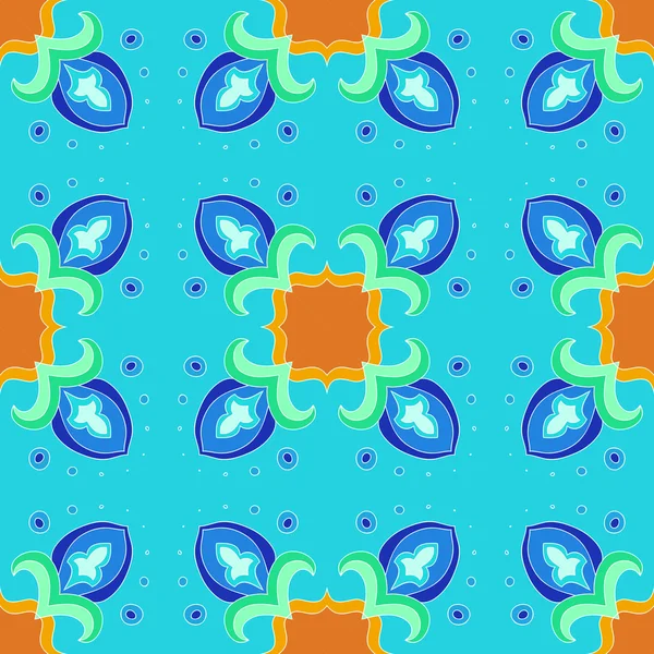 Бесшовный геометрический узор голубого, зеленого и оранжевого цветов . — стоковый вектор