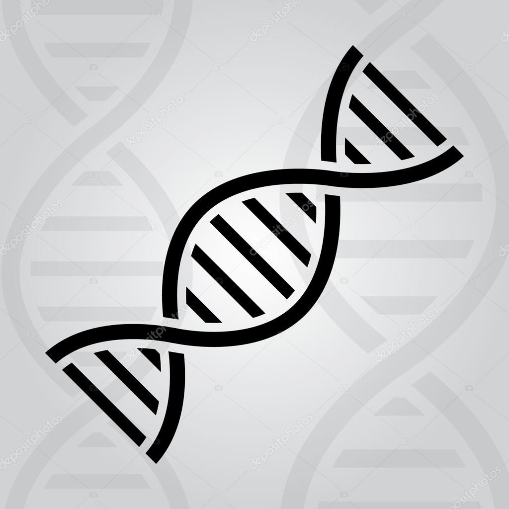 Simple DNA icon on grey background. Vector illustration.