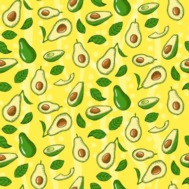 Seamless pattern with avocado clipart