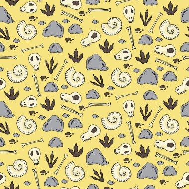 Seamless pattern with archaeological excavations in cartoon styl clipart