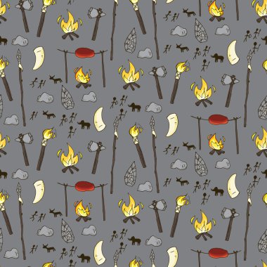 Seamless prehistorical pattern in cartoon style clipart