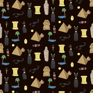 Kediler, Sfenks, mu gibi egyptean öğeleri ile Seamless Modeli