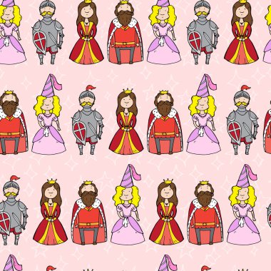 Prenses, Kraliçe, Kral ve knight ile Seamless Modeli