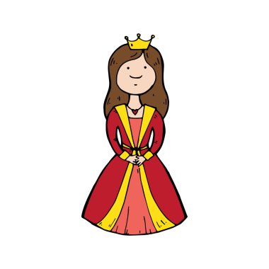 Queen with a crown in cartoon style clipart