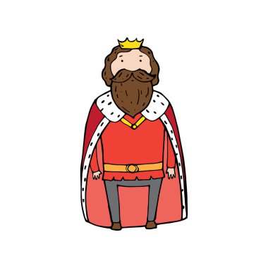 King with a crown in cartoon style clipart