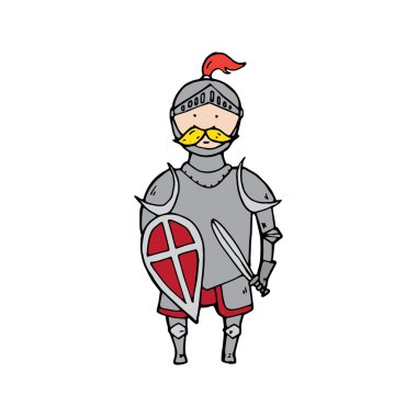 Cute knight kalkanı ve kılıcı ile