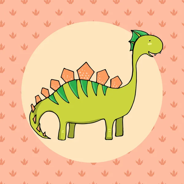 Dinosaure mignon dans le style de dessin animé avec empreinte sur le fond — Image vectorielle