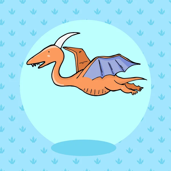 Dinozaur w stylu cartoon z ślad na tle — Wektor stockowy