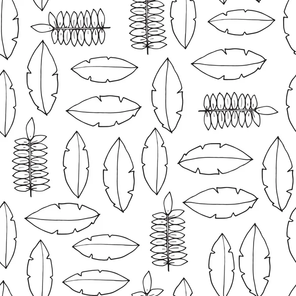 Nahtloses Muster mit Palmblättern im Cartoon-Stil — Stockvektor
