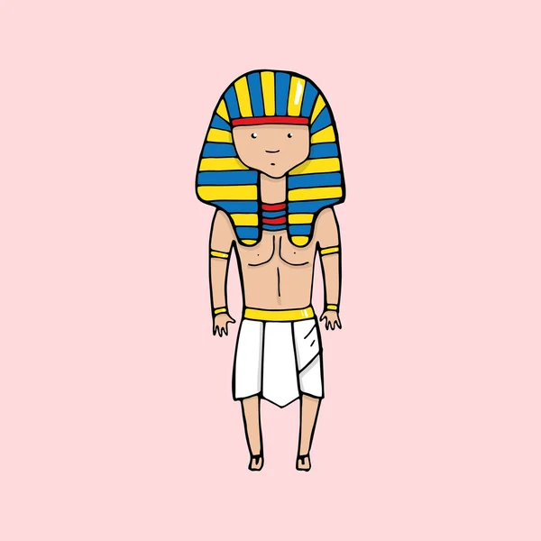 Faraó egípcio bonito em estilo cartoon — Vetor de Stock