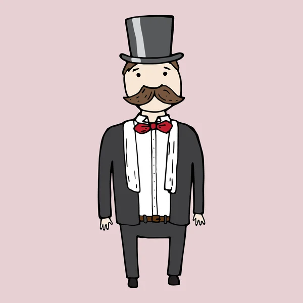 Illustration of isolated cute bearded gentleman. — Stock Vector