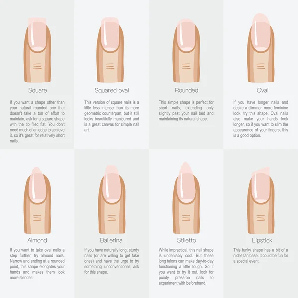 Conjunto de diferentes formas de unhas — Vetor de Stock