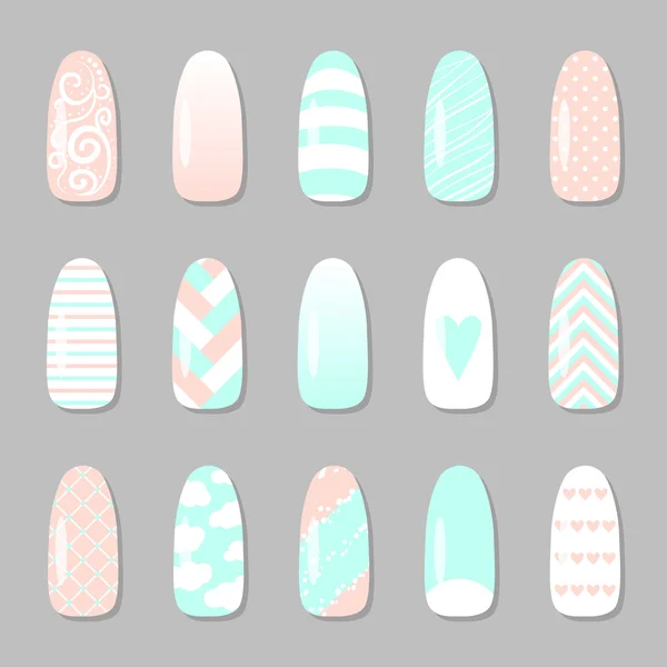 Set of different nail pictires — Stock Vector