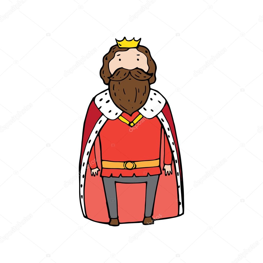 King with a crown in cartoon style