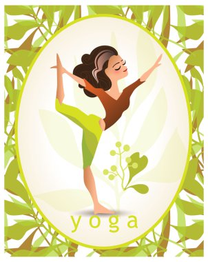 Karikatür tarzı yoga kadın Illustration. Yoga karakter.