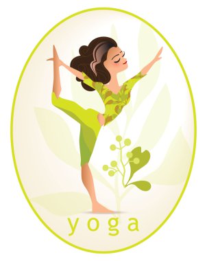 Karikatür tarzı yoga kadın Illustration. Yoga karakter.