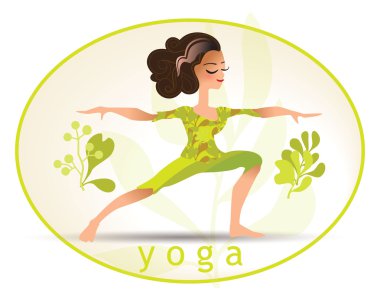 Karikatür tarzı yoga kadın Illustration. Yoga karakter.