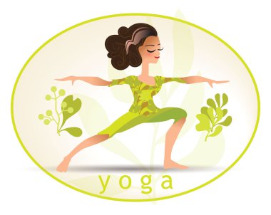 Cartoon style illustration of yoga woman. Yoga character. clipart